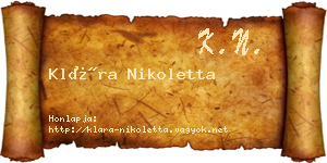 Klára Nikoletta névjegykártya